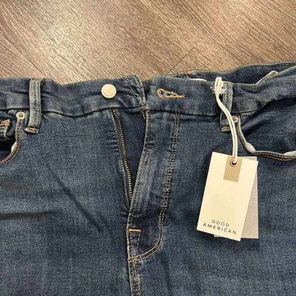 NWT Good American Good Legs Straight Jeans Blue004 Sz 14 / 32 Dark Stretch Denim - Picture 15 of 16
